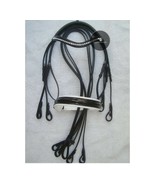 Weymouth Black Leather Horse Double Bridle with Clear Crystal Browband Soft Padd - £70.29 GBP