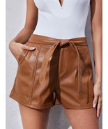 Genuine Leather  Pants Brown Wear Designer Cocktail Party Shorts Stylish... - $141.55 CAD