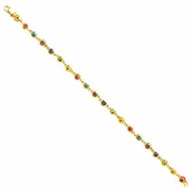 Precious Stars 14k Yellow Gold 4mm Multi-Color Enamel Evil Eye 7-inch Bracelet - £171.86 GBP