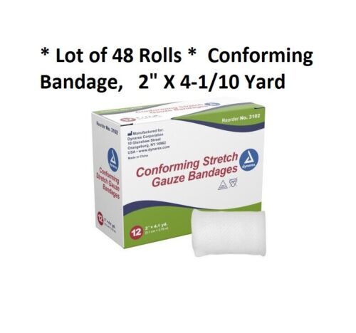 48 Count Conforming Stretch Gauze Bandage Wraps White 2&quot; x 4-1 Yard, Non... - $22.76