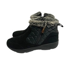 Easy Spirit Womens Size 6.5 Black ankle Boots Bootie Fur trim J12 Vance Side Zip - £30.48 GBP