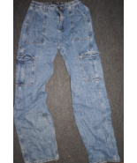 Fashion Nova Cargo Baggy Blue Jeans Women Size 9 Designer Denim Loose Fi... - €18,64 EUR