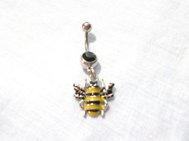 Carpenter Bee Black And Yellow Enamel Colors 14g Black Belly Ring - £5.57 GBP