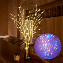 Lighted Birch Branch Battery Operated With 8 Functions 100 Led 32In Multi Color  - £58.51 GBP