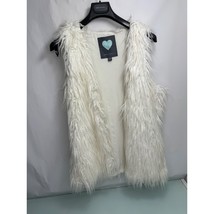 Kendall &amp; Kylie Women&#39;s Faux Fur Vest Open Front Jacket White Medium M - £11.57 GBP