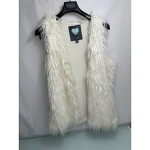 Kendall &amp; Kylie Women&#39;s Faux Fur Vest Open Front Jacket White Medium M - $14.82