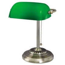 Lamp Desk Bankers Green Vintage Shade Brass Glass Antique Emerald Light Shade - £46.24 GBP
