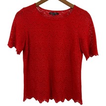 Broadway &amp; Broome J Crew Red Lace Short Sleeve Top Size XS - £18.20 GBP