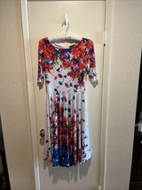 Marc Bouwer Unlimited White Red Blue Purple Floral Fit Flare Zipper Back... - $29.65