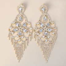 Stonefans Fashion Rhinestone Flower Drop Dangle Earrings Wedding Bridal Statemen - £15.92 GBP