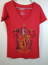 Harry Potter T Shirt Womens Size Medium Red Knit 100% Cotton V Neck Pullover - £10.20 GBP