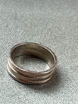 Vintage Premier Designs Marked Ridged Silvertone Band Ring Size 8 –  just under  - $11.29