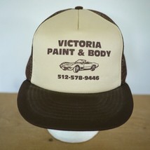 Vintage Victoria Paint &amp; Body Texas Corvette Brown Mesh Trucker Snapback Hat Cap - £23.52 GBP
