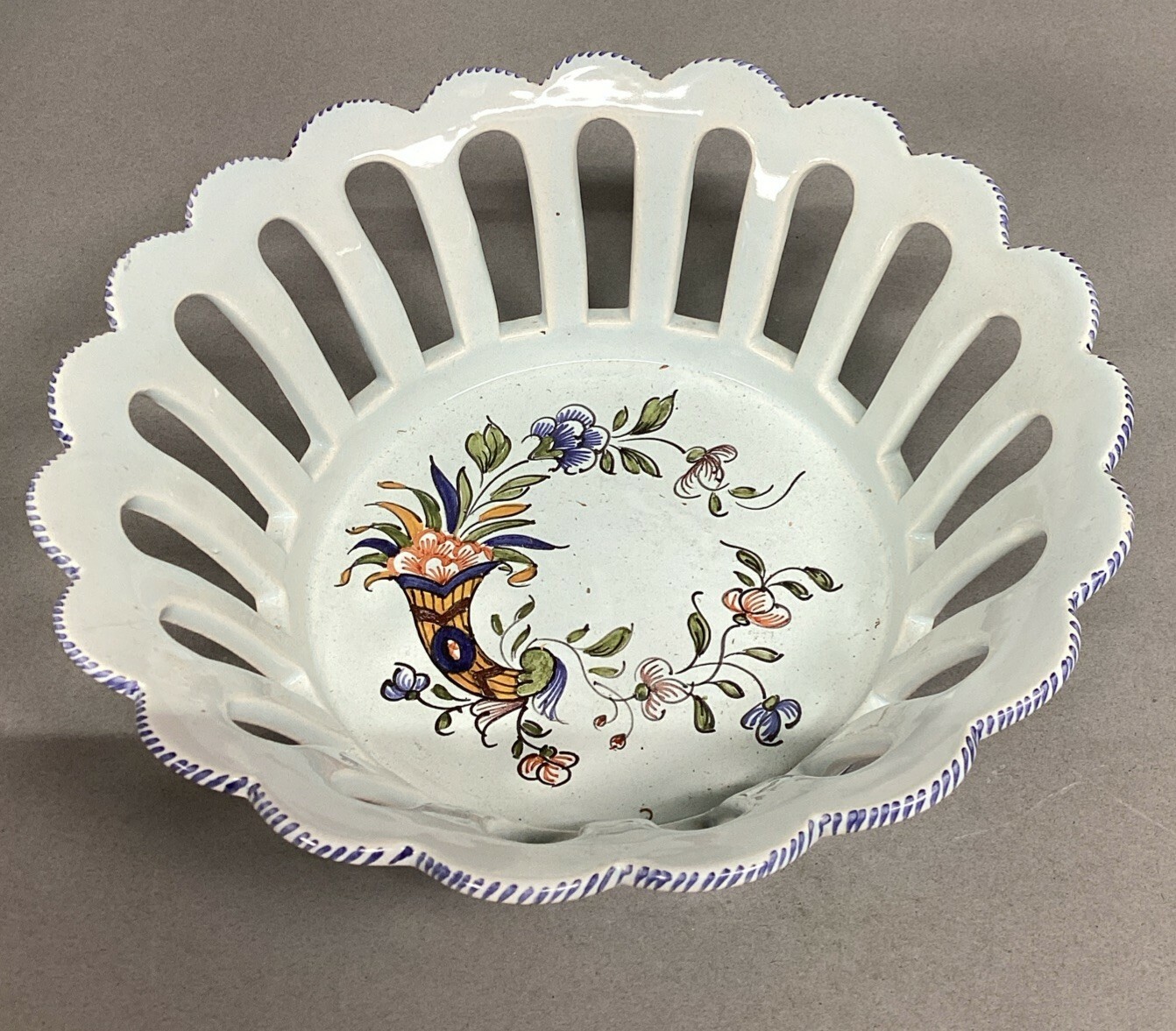 French Made Decor Rouen Fait Main Reticulated Floral Basket - 7”D - $19.79