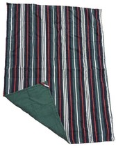 VTG Tommy Hilfiger Throw Blanket Designer Stripes OutdoorIndoor Reversible Green - £38.75 GBP