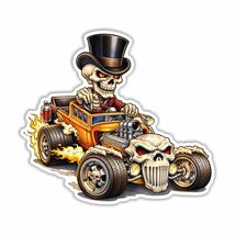 Hot Rod Skull Driver Sticker Vintage Rat Rod Skeleton  Car Peel N' Stick - $3.22+