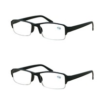 2 Packs Mens Unisex Rectangular Half Frame Reading Glasses Spring Hinge Readers - £7.03 GBP