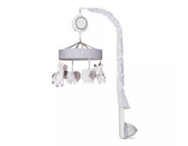 Crib Mobile Two by Two Cloud Island Gray White Zoo Animal Giraffe Elepha... - $19.79