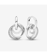 S925 Silver Family Always Encircled Hoop Earrings,Fits Pandora charms - $28.70 CAD