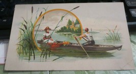 Lion Coffee Woolson Spice Toledo OH Victorian Trade Card Row Boat scene - £6.14 GBP