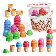 65 Pcs Ice Cream Cones And Scoops Toy Set For Toddlers And Kids, With Storage Tu - £38.82 GBP