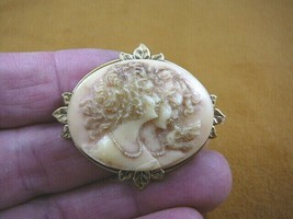 CM24-42) Girls Two SISTERS twins best friends white pink cameo brass PIN... - $513.00 MXN