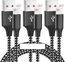 Charger 3Pack 10FT Nylon Braided Cable Fast Charging Compatible With iPhone - £9.30 GBP