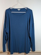 Pure Jill Women&#39;s Sz 3X Teal Blue Long Sleeve Knit Top - $18.81