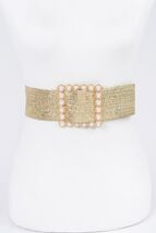 Wide Pearl Buckle Elastic Belt - $27.55
