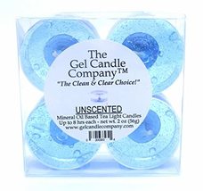 4 Pack Unscented 100% Light Blue Clear Mineral Oil Based Tea Lights Cand... - $4.80