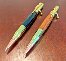 2x Bolt Action Pen Bullet Pen Gold Metal/Wood Material Great Gift For Dad Friend - £15.69 GBP
