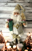 Santa Claus Gold Jacket Windy Hill Presents 20&quot; Standing Christmas Embellished - £85.96 GBP