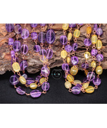 two friendship necklaces with natural amethyst and yellow opal, handmade in USA - $64.00