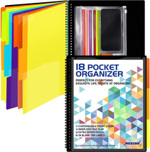 18 Pocket Poly Project Organizer, Spiral Project Folder Binder Organizer... - £9.23 GBP