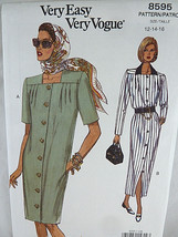 Vintage Vogue Dress Pattern 8595 Sz 12 14 16 Uncut FF Very Easy - $9.26