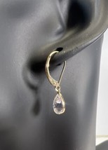 Vtg 14k Gold Hoop Dangle Gem Yellow Earrings Signed JCM Jewelry by Jacmel - £50.38 GBP