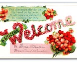 Large Letter Floral Greetings A Sincere Welcome UNP Winsch Back DB Postc... - $2.92