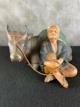 Vintage Hand Painted Ceramic Chinese Farmer with Water Buffalo - £76.65 GBP