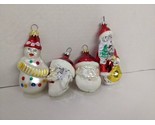 Lot Of (4) Vintage German Christmas Santa Clause And Snowman Glass Ornam... - $89.09