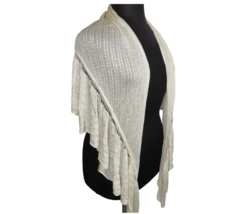 Cejon Ivory Ruffled Knit Shawl - £8.19 GBP