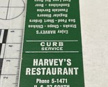 Matchbook Cover Harvey’s Restaurant Curb Service  Sebring, FL  gmg  Unst... - $12.38