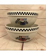2 Gibson Nascar Mixing Bowl Ceramic 2002 Serving Bowls Racing - $849.19 MXN