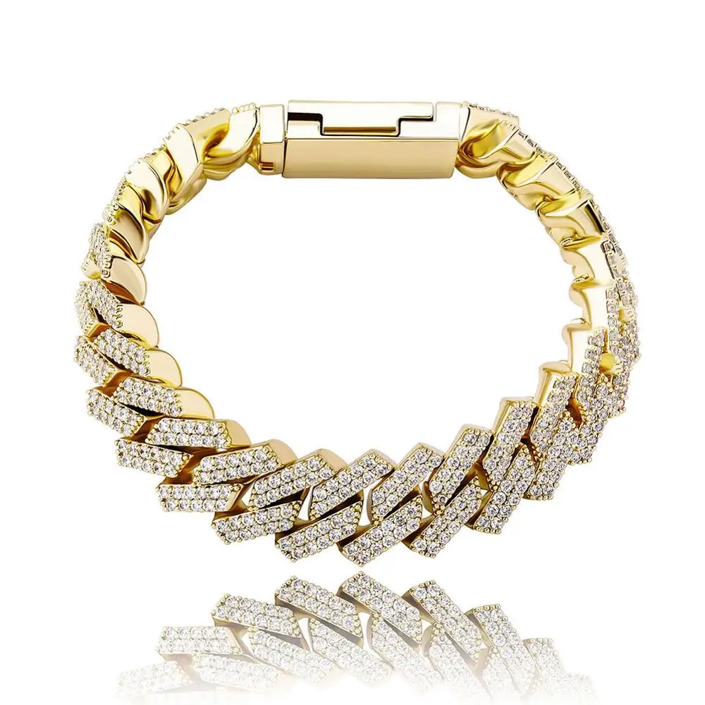 12mm/14mm Bracelet High Quality Iced Out Micro Pave Cubic Zirconia Cuban Chain B - £68.82 GBP