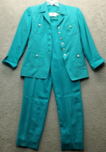 Dana Buchman 2 Piece Suit Women&#39;s 6P Blue Silk Pockets Notch Lapel Butto... - $892.24 MXN
