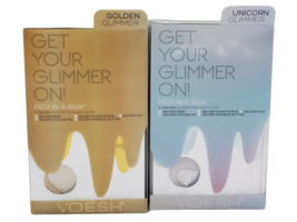 Lot of 2 Pedi in a box Voesh Unicorn Glimmer &amp; Golden Glimmer Pedicure System - £8.27 GBP