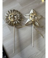La Scala Sun &amp; Star Full Face Molded Puppet Mask Hand Pressed Mardi Gras - $127.82 CAD