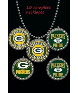 Green Bay packers Bottle Cap Necklaces party favors lot 10 necklace nfl - £11.89 GBP