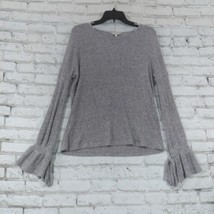 Lucky Brand Womens Sweater Medium Gray Long Bell Tie Sleeve Ribbed Knit ... - £15.94 GBP