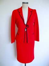 Vintage 60s 70s Wool Knit Skirt Suit XS 2 Red Gray Pencil Skirt Mod Butt... - $79.99