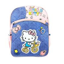 Hello Kitty 16&quot; Kids&#39; Deluxe School Backpack - Denim Blue Pink NEW - $48.23